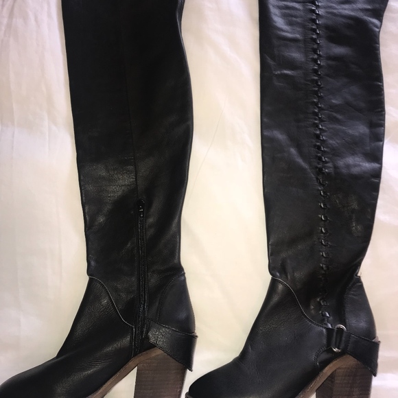 Free People Black Leather over-the-knee boots - Picture 4 of 5